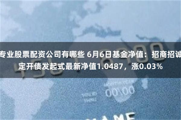 专业股票配资公司有哪些 6月6日基金净值：招商招诚定开债发起式最新净值1.0487，涨0.03%