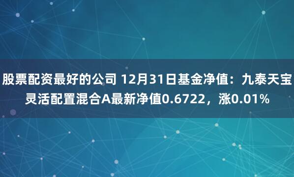 股票配资最好的公司 12月31日基金净值：九泰天宝灵活配置混合A最新净值0.6722，涨0.01%