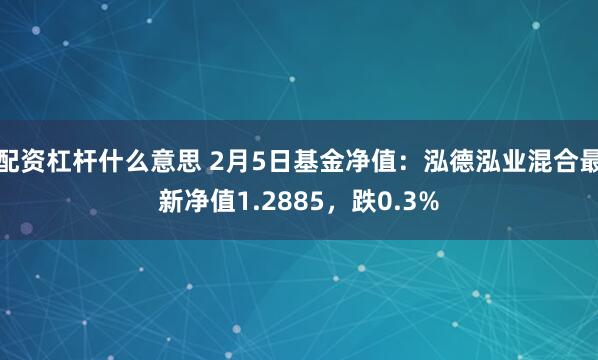 配资杠杆什么意思 2月5日基金净值：泓德泓业混合最新净值1.2885，跌0.3%