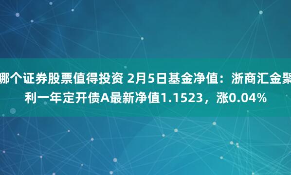 哪个证券股票值得投资 2月5日基金净值：浙商汇金聚利一年定开债A最新净值1.1523，涨0.04%