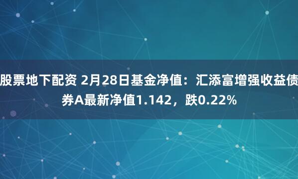 股票地下配资 2月28日基金净值：汇添富增强收益债券A最新净值1.142，跌0.22%