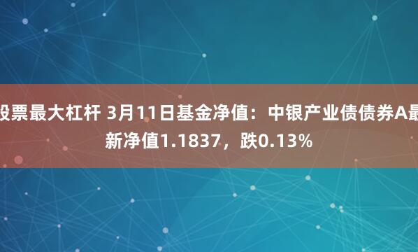 股票最大杠杆 3月11日基金净值：中银产业债债券A最新净值1.1837，跌0.13%